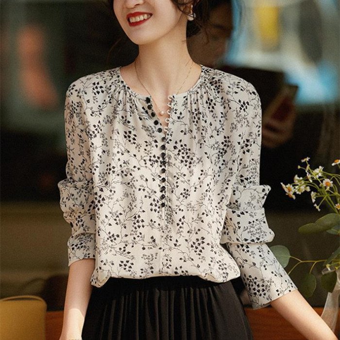 楽天市場】 花柄ブラウス レディース 長袖 シャツブラウス 春秋 シャツ