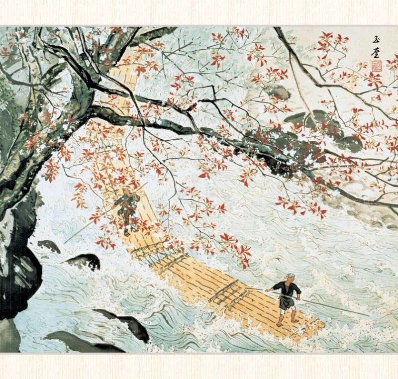 楽天市場】日本の名画 川合玉堂 花筏 F8 [g4-bn112-F8]（代引き不可