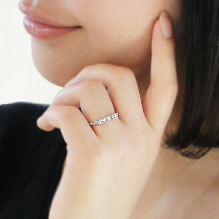 楽天市場】pt900 ダイヤモンド ハッピー リボン リング【0.2ct