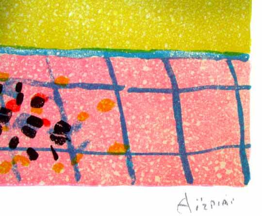 楽天市場】ポール アイズピリ 黄色い背景の青い花瓶の花束 リトグラフ