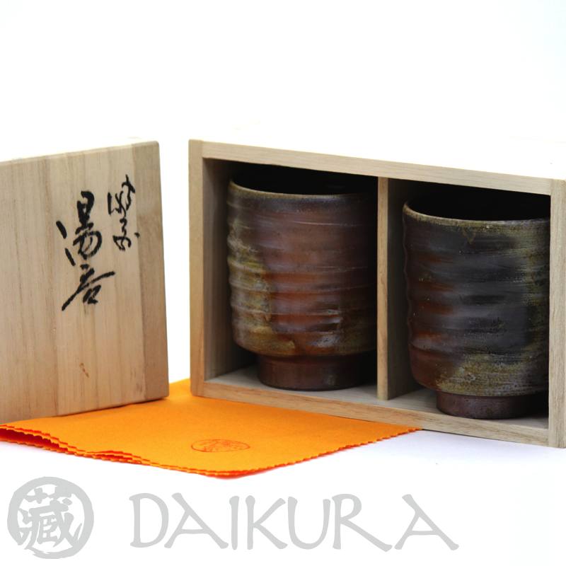 楽天市場】備前焼 湯呑みペア 桐箱入り 日本伝統工芸士 小川秀藏作【父
