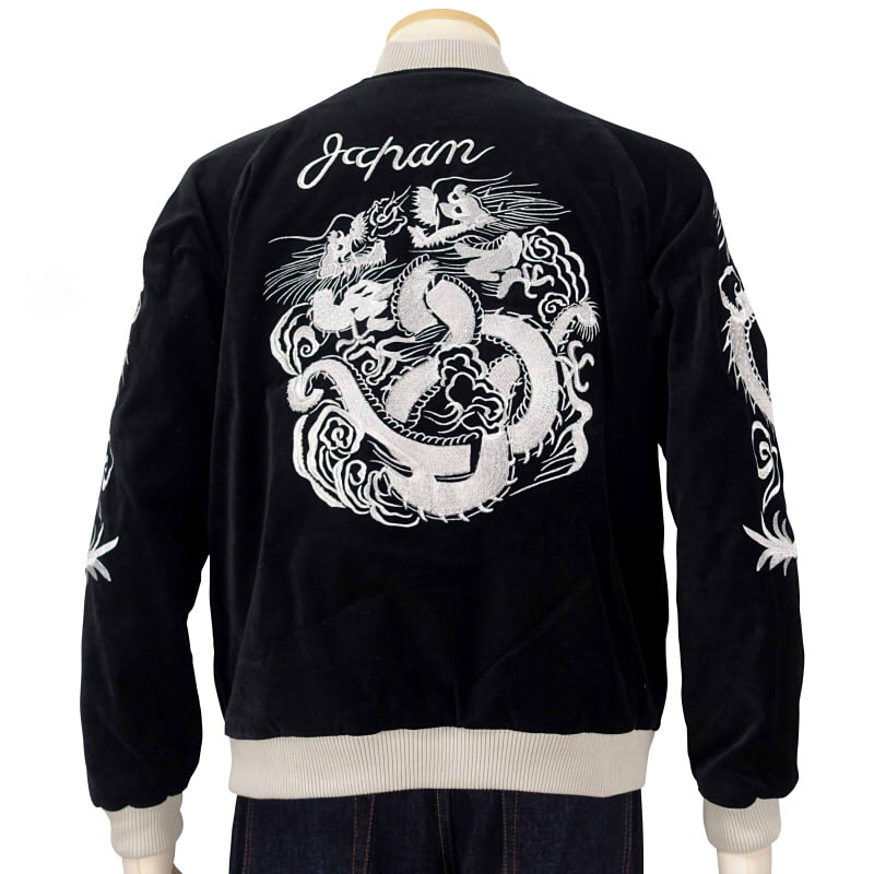 楽天市場】鷹虎龍刺繍サテン/別珍リバーシブルスカジャン JSKJ-006