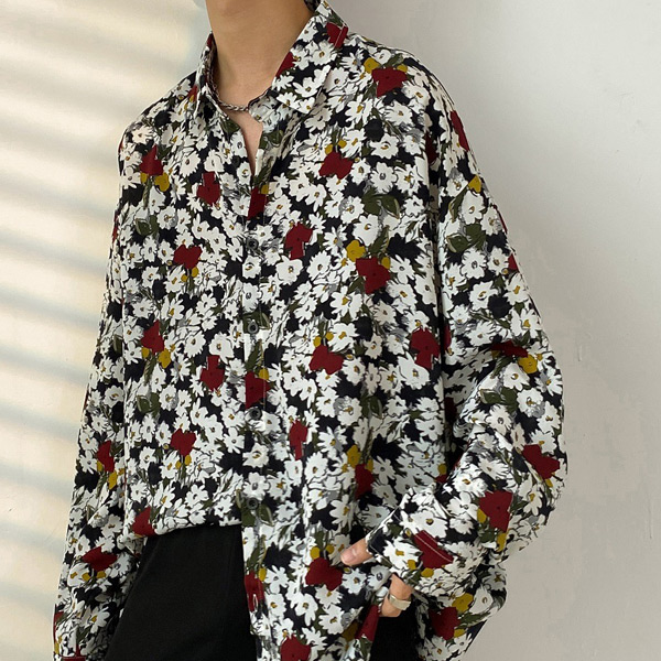 楽天市場】柄シャツ 花柄 長袖シャツ レトロ フラワー柄 ボタニカル柄