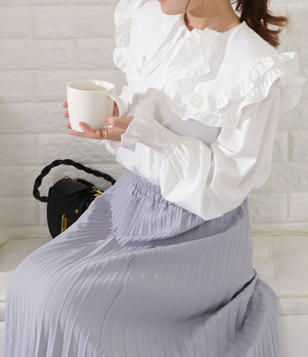 楽天市場】ダブルラウンドカラーフリルブラウス 女性 レディース