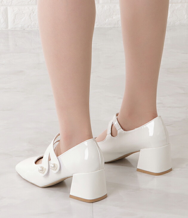 楽天市場】ダブルストラップ エナメル パンプス チャンキーヒール