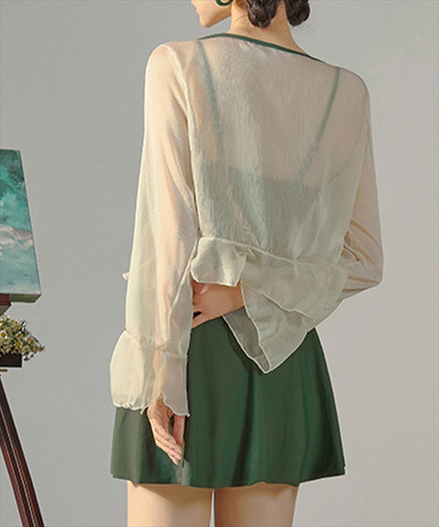 楽天市場】【2点セット】シアー ボレロ付き ワンピース スイムウエア