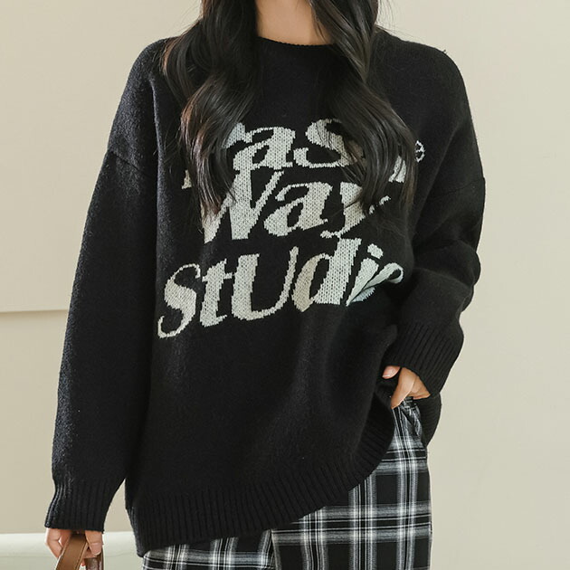 楽天市場】アルファベット レター ビッグシルエット 長袖 ニット プル