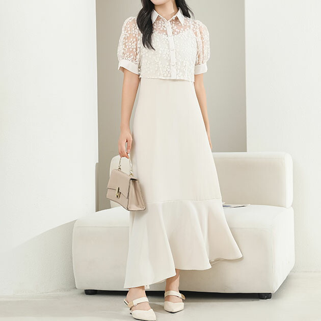 楽天市場】レース ブラウス× マーメイド キャミソール ワンピース