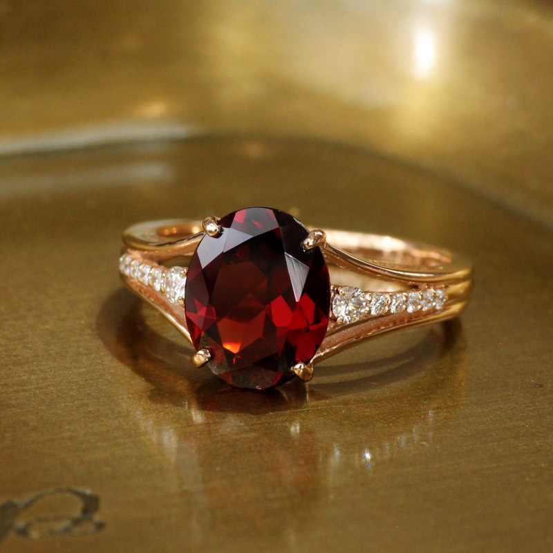 楽天市場】K18ピンクゴールド ガーネット ダイヤモンド リング