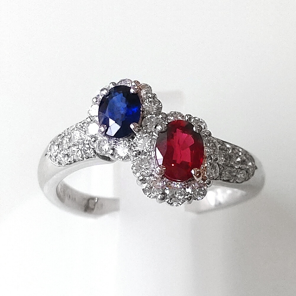 楽天市場】プラチナ ルビー サファイア ダイヤモンドリング 13号 鑑別