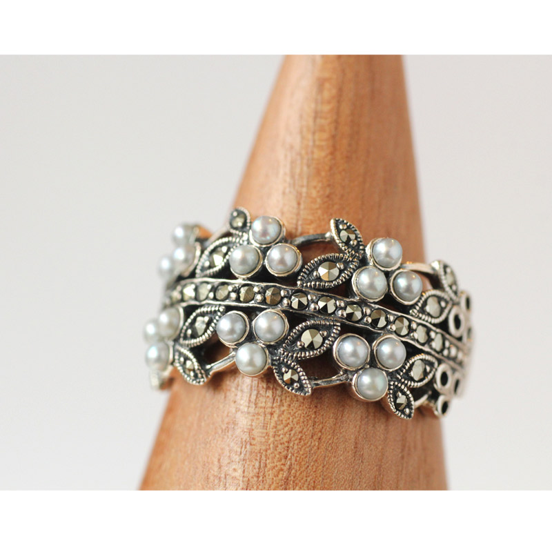 楽天市場】【碌山】 シルバー 淡水パール シロツメクサ リングRokuzan