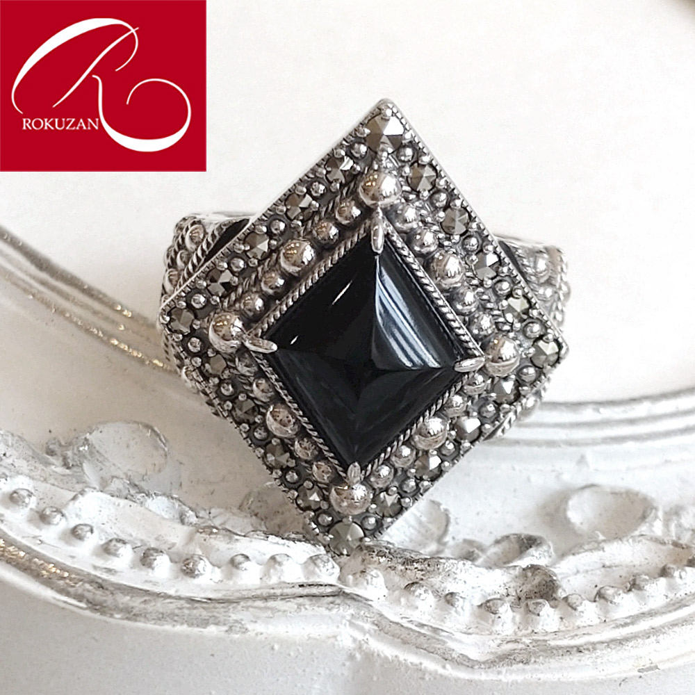 楽天市場】【碌山】 シルバー オニキス グラニエ リング SV