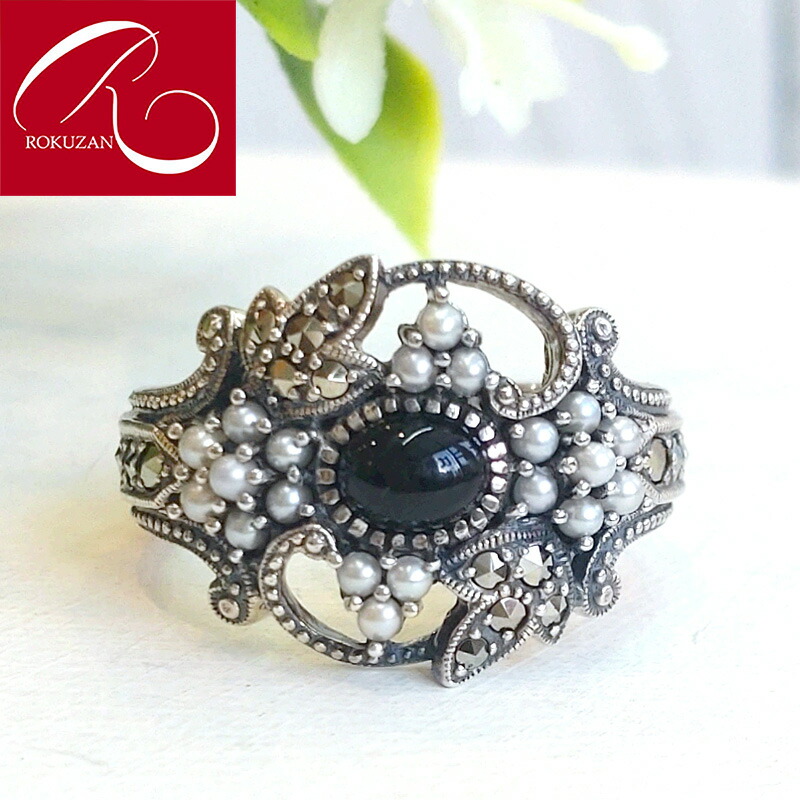 楽天市場】【碌山】 シルバー オニキス シードパール リング シルバー