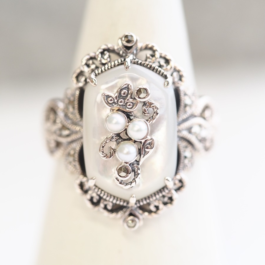 楽天市場】【碌山】 シルバー 白蝶貝＆シードパール リング ロクザン