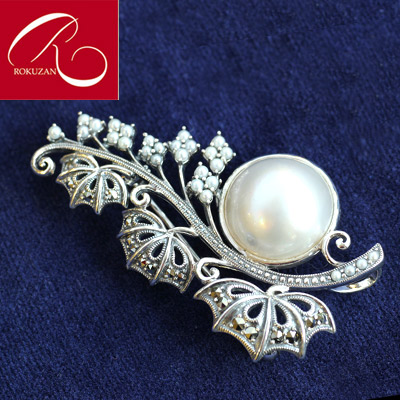 楽天市場】【碌山】 シルバー マベパール ペンダントトップ兼ブローチ