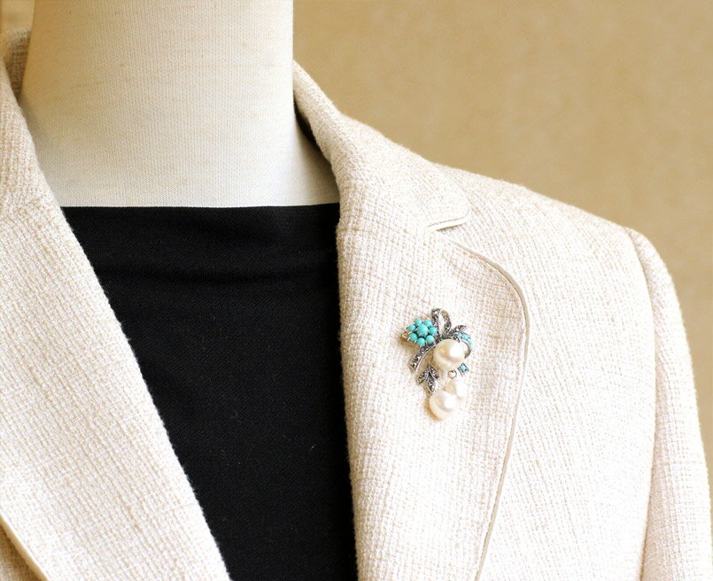 楽天市場】【碌山】 シルバー パールターコイズ ブローチ&ペンダント