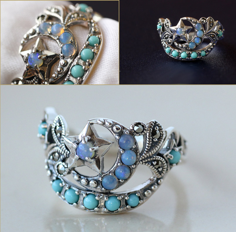 楽天市場】【碌山】 シルバー 夜空の月と星シリーズ オパール