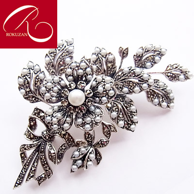 楽天市場】【碌山】 シルバー シードパール ブローチ ロクザン