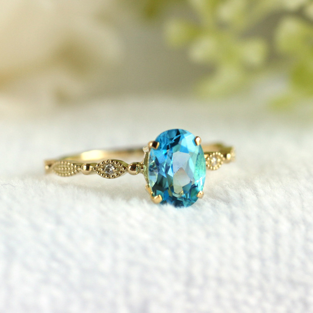 楽天市場】K18 ブルートパーズ ダイヤモンド リング 天然石 K18 18K 18