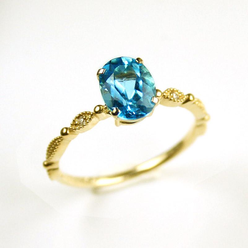 楽天市場】K18 ブルートパーズ ダイヤモンド リング 天然石 K18 18K 18