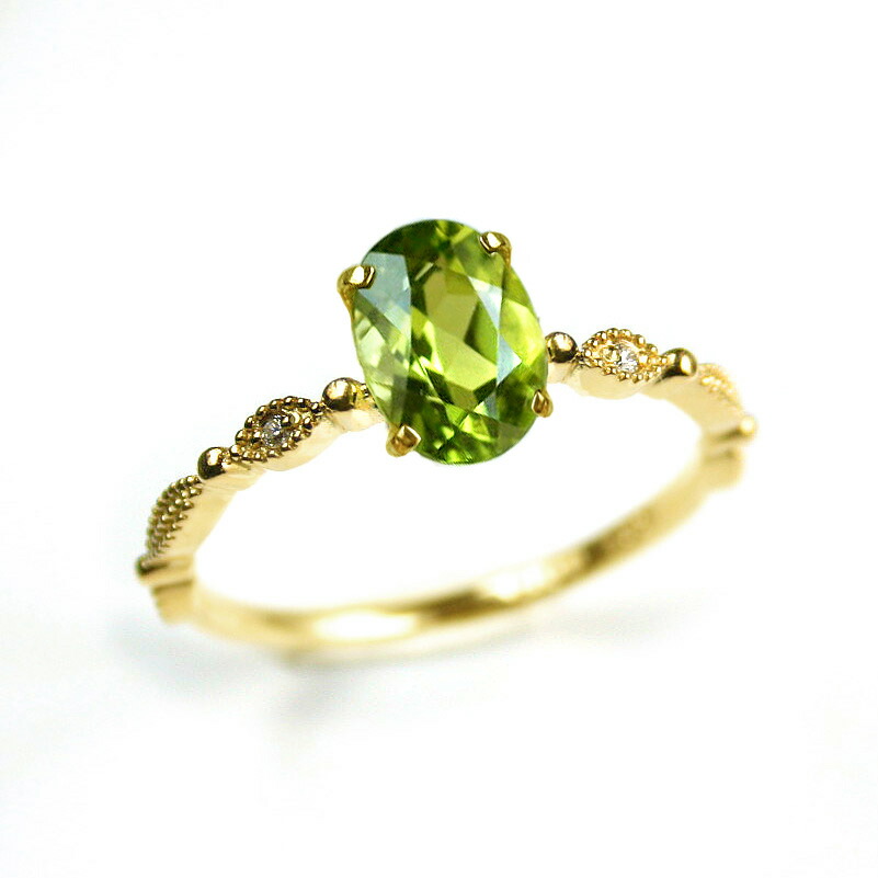 楽天市場】K18 ペリドット ダイヤモンド リングK18 18K 18金 gold