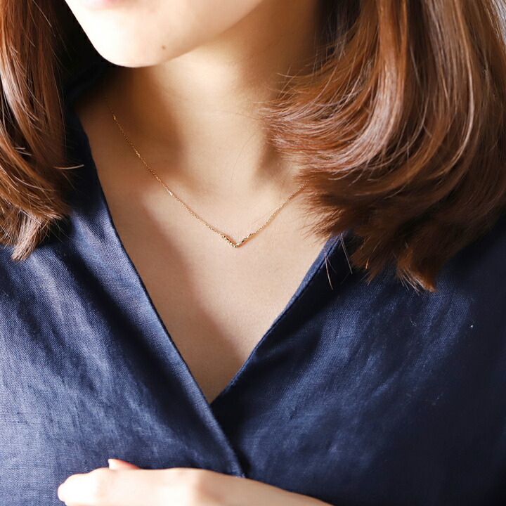 楽天市場】18金 ネックレス k18 レディース シンプル v字 Vバー 凸凹