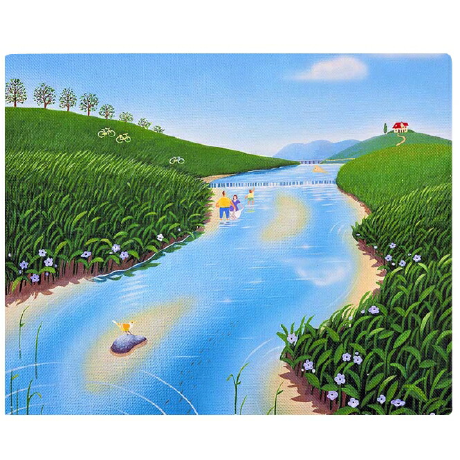 楽天市場】壁掛けアート アートパネル 風景画/「風景画イラスト」川