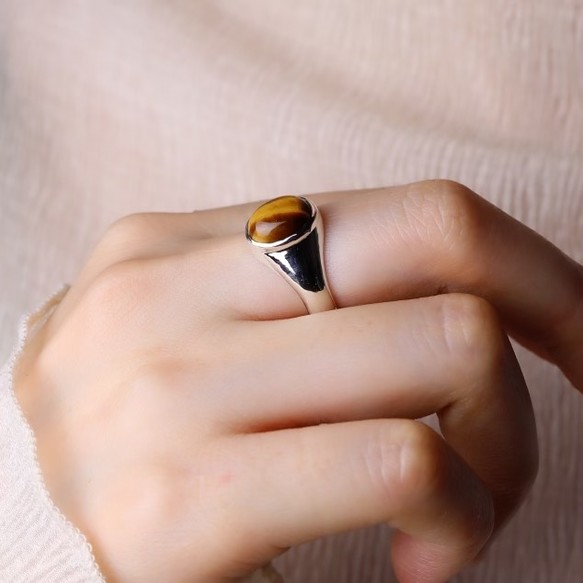 楽天市場】〈シルバー925〉シグネットタイプ 天然石イエロータイガー