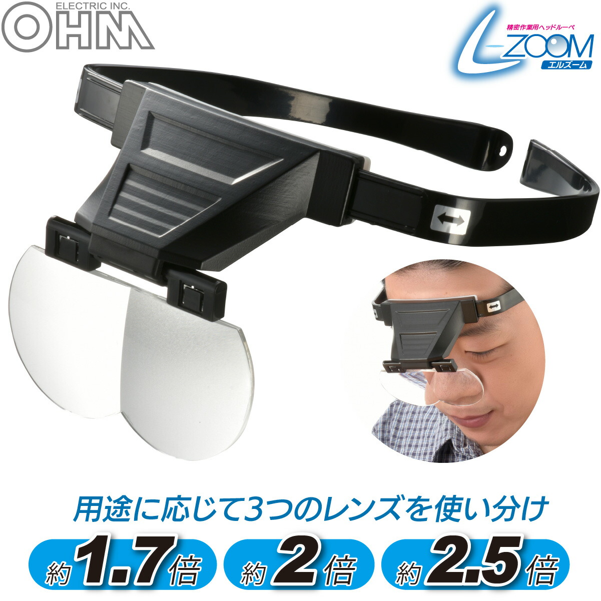楽天市場】L-ZOOM エルズーム 拡大鏡 ヘッドルーペ 精密作業用 レンズ