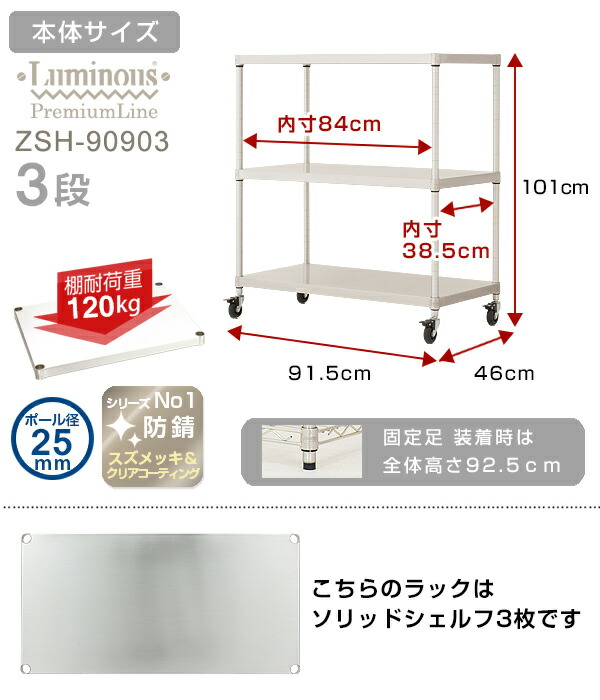 楽天市場】ルミナス プレミアム キッチンボード ラック スチールラック