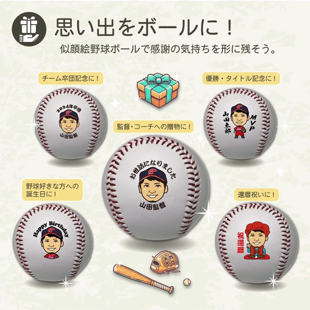 楽天市場】似顔絵野球ボール オリジナル カスタム オーダーメイド 名