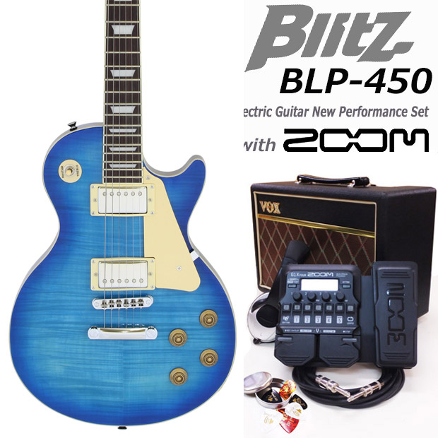 楽天市場】エレキギター 初心者セット Blitz BLP-450 SBL レスポール
