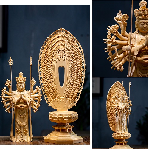 楽天市場】仏像 珍品種 木造 彫像 ご本尊 木製 千手観音菩薩 菩薩部 千