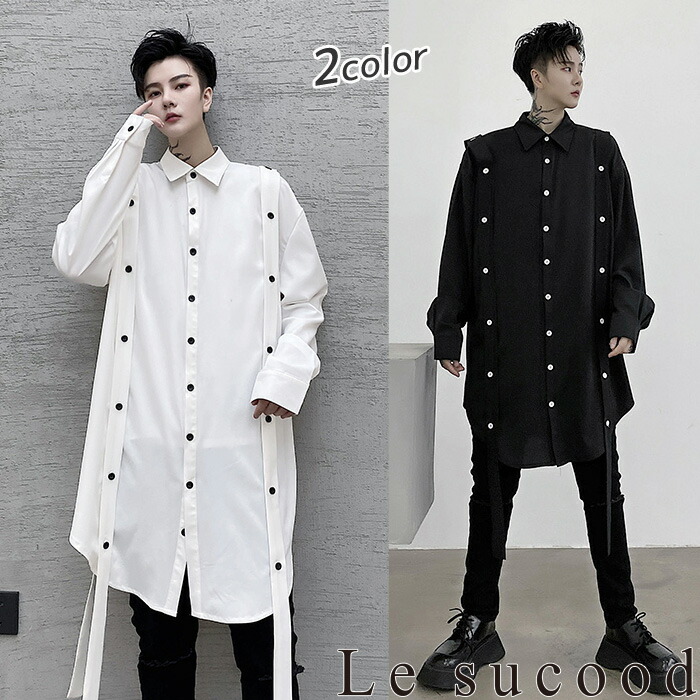 楽天市場】【Le sucood】 ボタンリボン ロングシャツ 3列ボタン 長袖