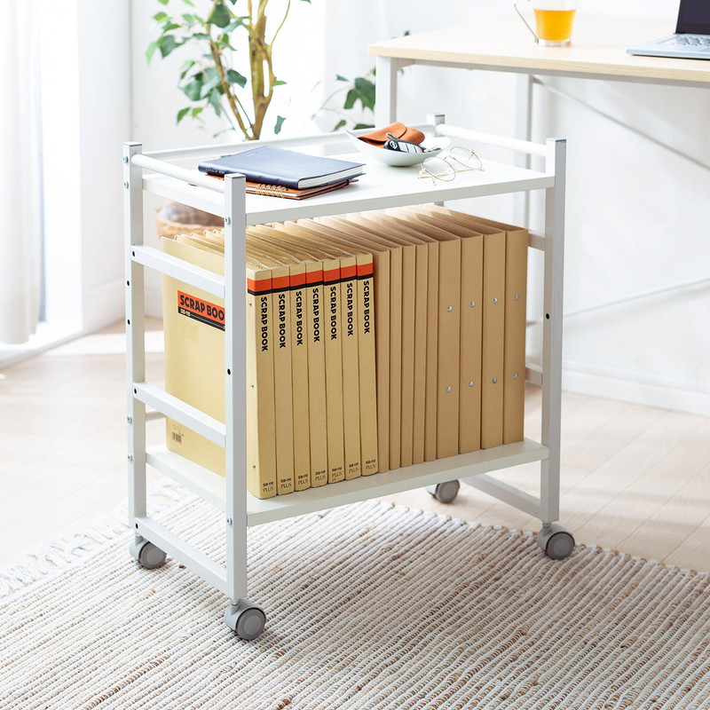 楽天市場】【SNSで話題】ファイルワゴン 2段 ホワイト キャスター付