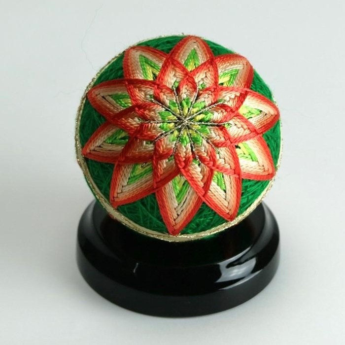 加賀手毬 2個セット 台座付き 伝統工芸 手まり 置物 正月飾り 加賀