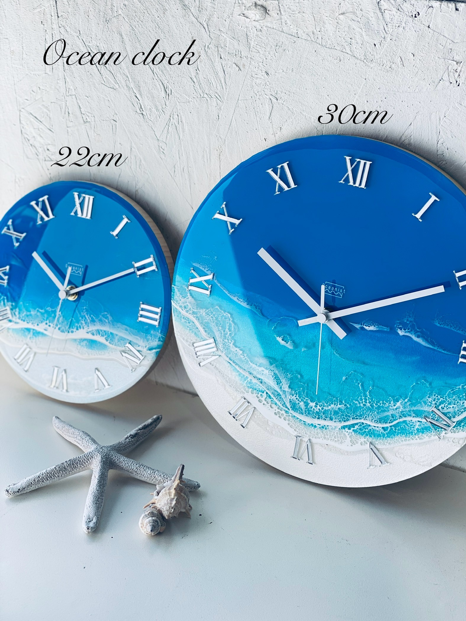 楽天市場】【オーシャンアート】22cm 海の掛け時計 丸形 ブルー