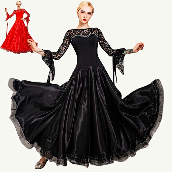 楽天市場】社交ダンス ダンス発表会 大きい裾 豪華な社交ダンスドレス