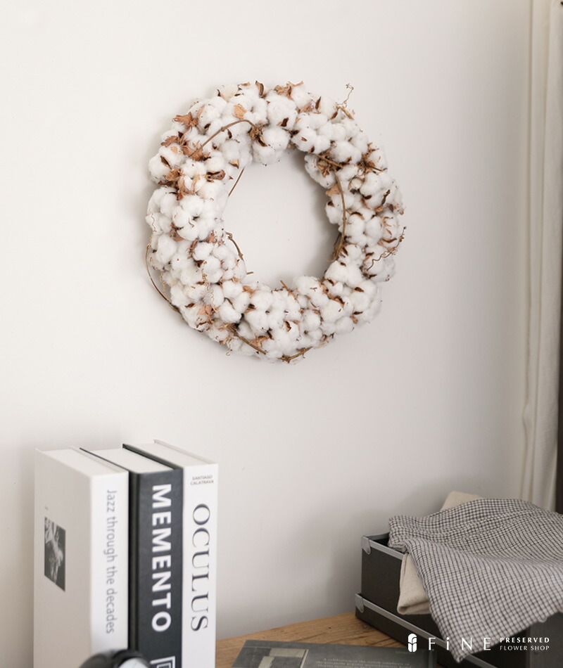 楽天市場】ワタの実リース クリスマスリース lサイズ 大きい 玄関 外