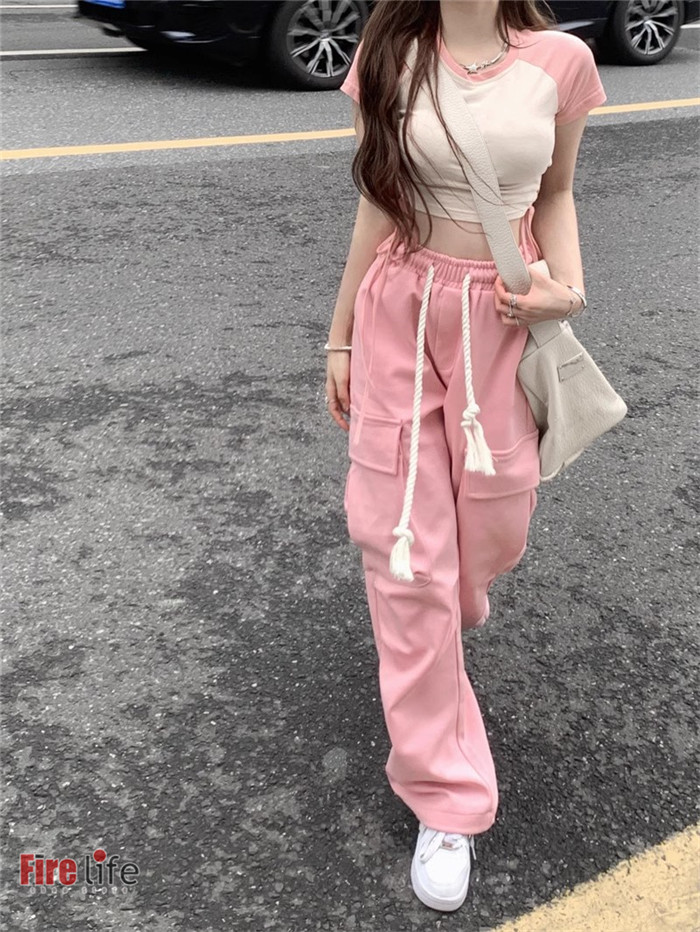 楽天市場】Tシャツ カーゴパンツ ピンク ダンスパンツ トップス