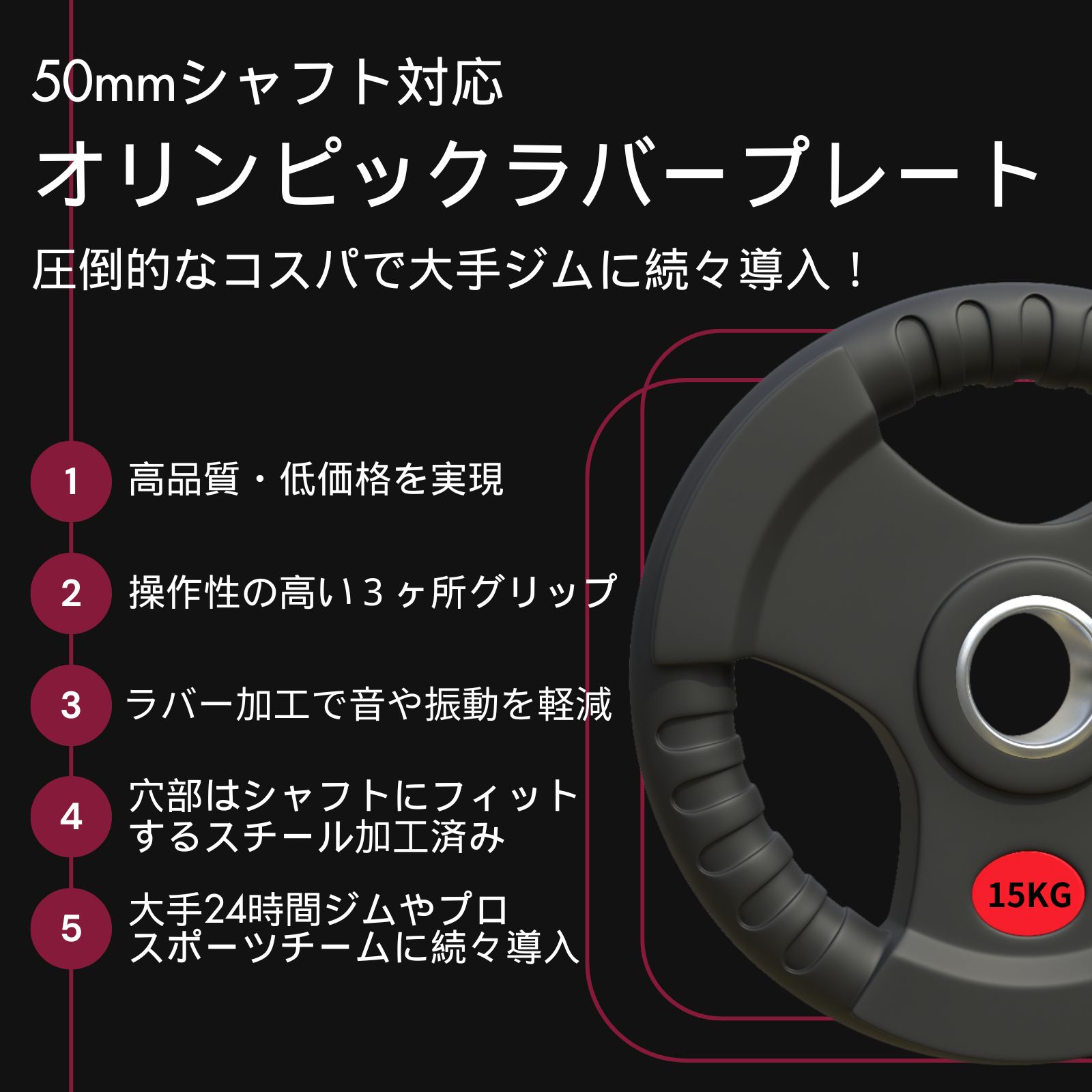 楽天市場】□大手24時間ジムも導入□バーベルプレート 2.5kg/5kg/10kg