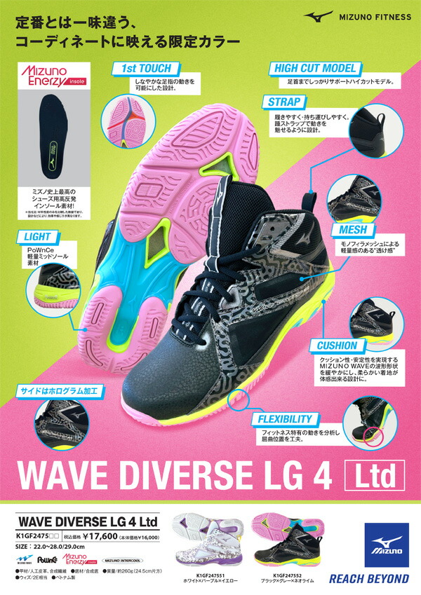 楽天市場】ミズノ ウエーブダイバースLG4リミテッド ブラック×グレー