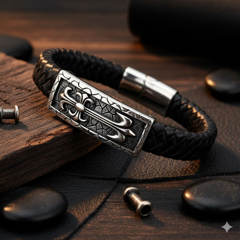 楽天市場】送料無料 プレート クロム ブラック レザー クロス ワン