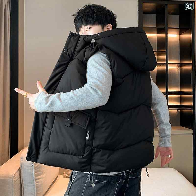 楽天市場】ダウンベスト メンズ フード付き 秋冬 厚手 暖かい 防寒