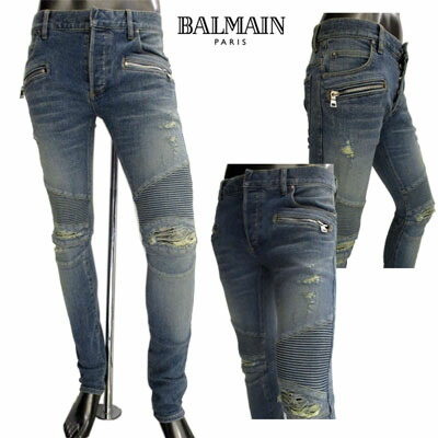 楽天市場】バルマン BALMAIN メンズ パンツ ボトムス デニム バイカー