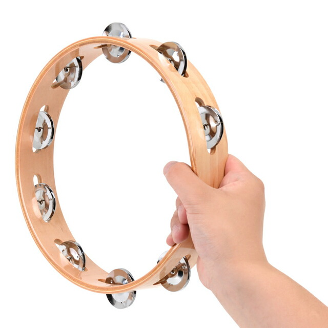 楽天市場】24/9-TW 木製フレーム タンバリン 24cm シングル ジングル