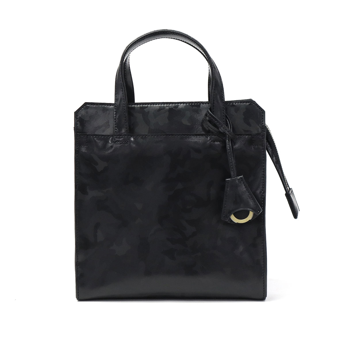 アニアリ トートバッグ 肩掛け レザー 本革 A4 カモフラ 迷彩 ブラック