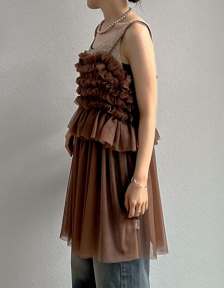 楽天市場】【全品MAX1,500円OFFクーポン】チュールフリルキャミ