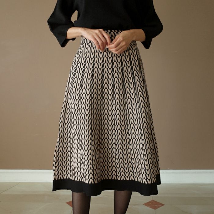 楽天市場】ニットスカート 幾何学模様 レディース 秋 冬 M L 総柄 幾何