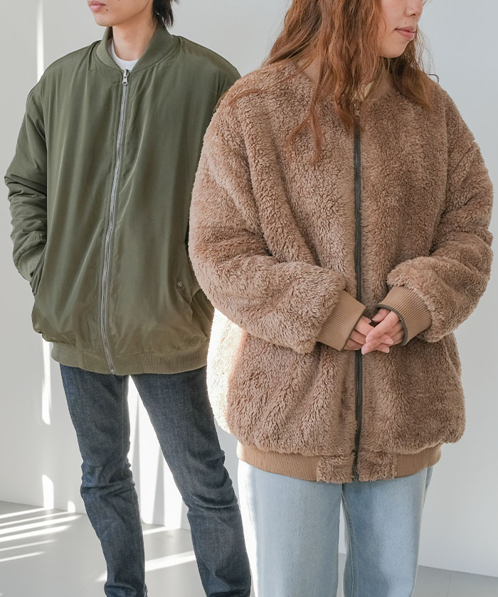 楽天市場】リバーシブルボアブルゾン 裏ボア ボアブルゾン